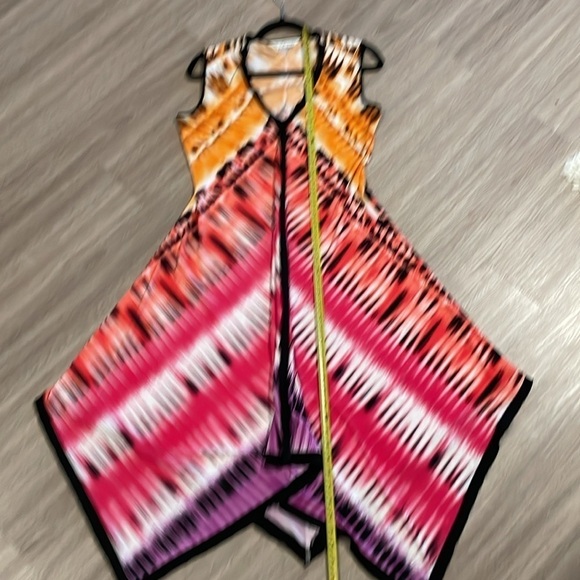 Peter Nygard Women’s Midi Dress Size 10 Pink Abstract Asymmetrical Lagenlook - Picture 13 of 14